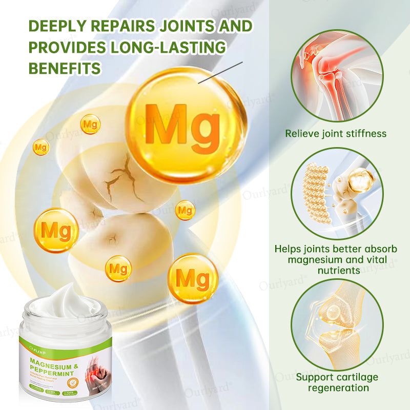 👨‍⚕️☘️Made and Shipped from the USA✅Ourlyard® Magnesium & Peppermint Arthritis Pain Relief and Bone Healing Cream(✅Quick and lasting solution to arthritis, rheumatism, muscle spasms, sports injuries) 🔥LAST DAY 70% OFF