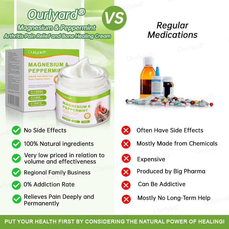 👨‍⚕️☘️Made and Shipped from the USA✅Ourlyard® Magnesium & Peppermint Arthritis Pain Relief and Bone Healing Cream(✅Quick and lasting solution to arthritis, rheumatism, muscle spasms, sports injuries) 🔥LAST DAY 70% OFF