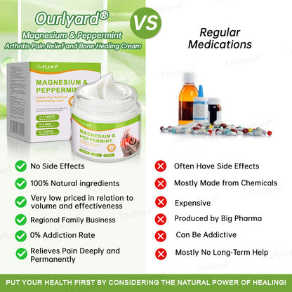 👨‍⚕️☘️Made and Shipped from the USA✅Ourlyard® Magnesium & Peppermint Arthritis Pain Relief and Bone Healing Cream(✅Quick and lasting solution to arthritis, rheumatism, muscle spasms, sports injuries) 🔥LAST DAY 70% OFF